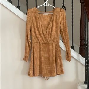 Urban outfitters mustard yellow polka dot romper